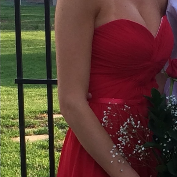 Red Strapless Prom Dress - Picture 2 of 5